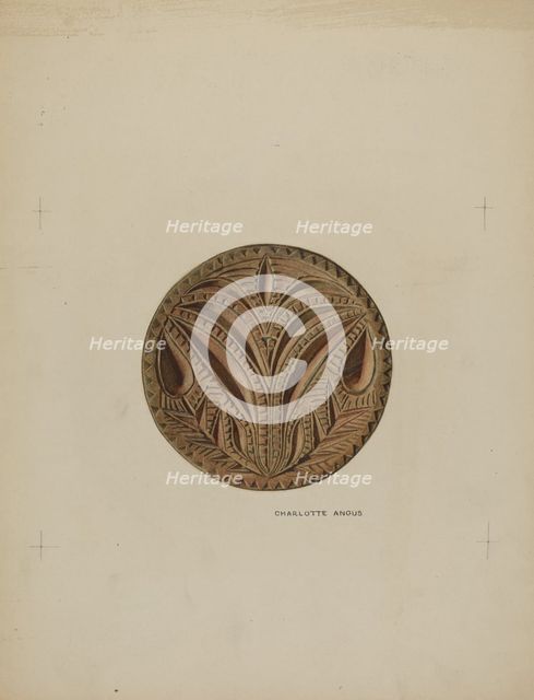 Pa. German Butter Mold, c. 1938. Creator: Charlotte Angus.