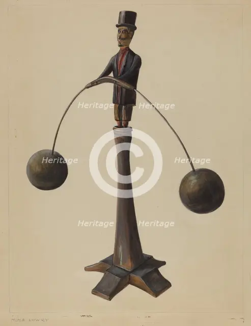 Pa. German Balancing Man, 1935/1942. Creator: Mina Lowry.