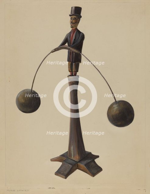 Pa. German Balancing Man, 1935/1942. Creator: Mina Lowry.