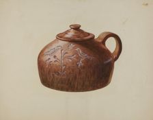 Pa. German Bean Pot with Lid, c. 1941. Creator: Henrietta S. Bukill