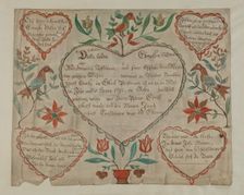 Pa. German Birth and Baptismal Certificate, c. 1940. Creator: Elmer R. Kottcamp