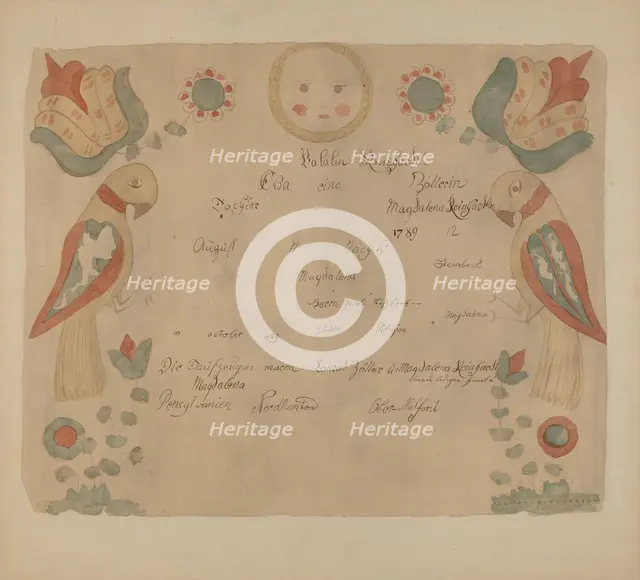 Pa. German Birth Certificate, 1937. Creator: Elmer G Anderson.