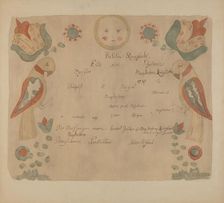 Pa. German Birth Certificate, 1937. Creator: Elmer G Anderson