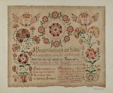 Pa. German Birth Certificate, c. 1940. Creator: Albert J. Levone