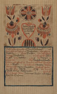 Pa. German Birth Certificate, c. 1936. Creator: Albert J. Levone