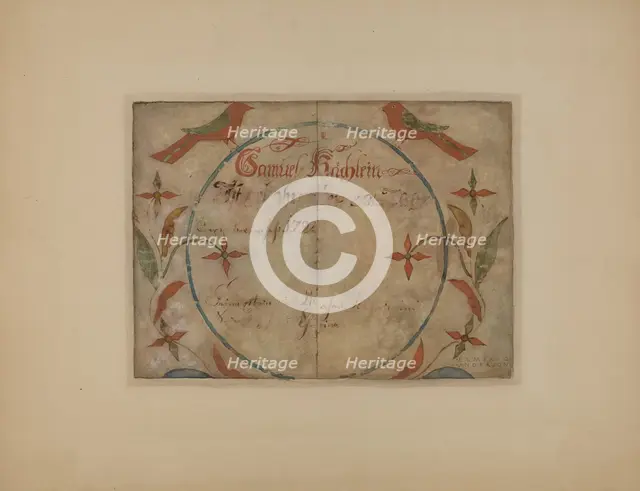Pa. German Birth Certificate, c. 1936. Creator: Elmer G Anderson.