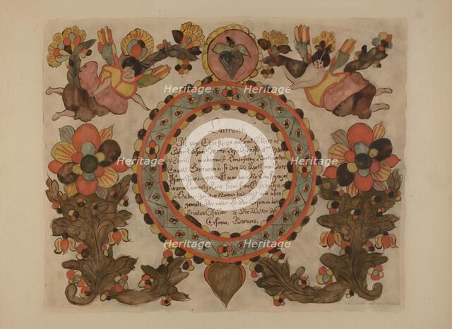 Pa. German Birth Certificate, c. 1937. Creator: Elmer G Anderson.