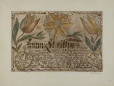 Pa. German Birth Certificate, c. 1939. Creator: Albert J. Levone