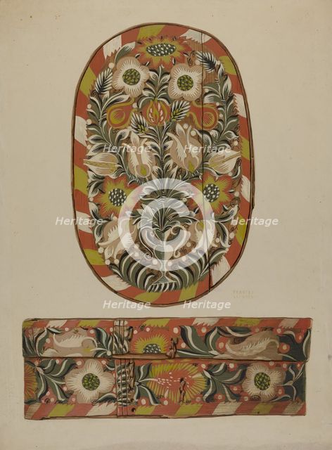 Pa. German Bride or Cap Box, c. 1937. Creator: Frances Lichten.