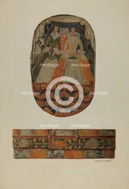 Pa. German Bride's Box, c. 1936. Creator: Frances Lichten.