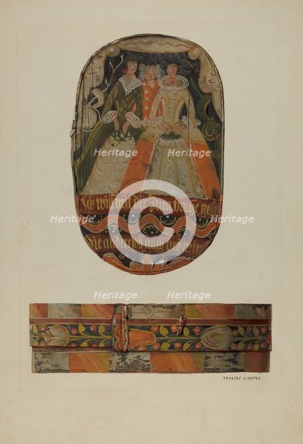 Pa. German Bride's Box, c. 1936. Creator: Frances Lichten.