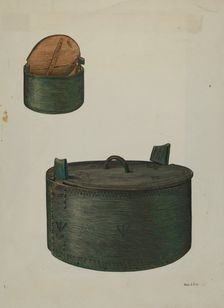 Pa. German Bride's Hat Box, c. 1940. Creator: George File