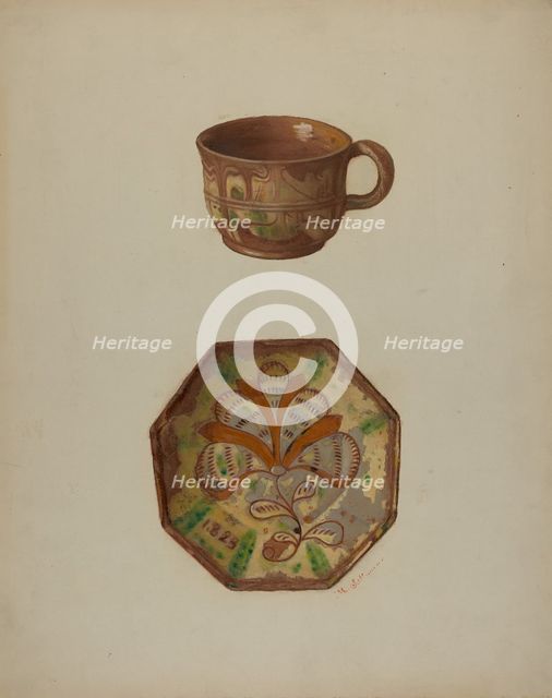 Pa. German Cup and Saucer, 1937. Creator: Max Soltmann.