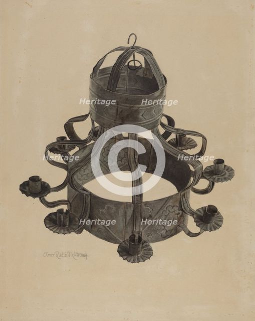 Pa. German Chandelier, 1935/1942. Creator: Elmer R. Kottcamp.