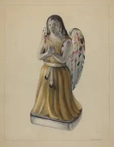 Pa. German Chalkware Angel Figure, c. 1936. Creator: Mina Lowry