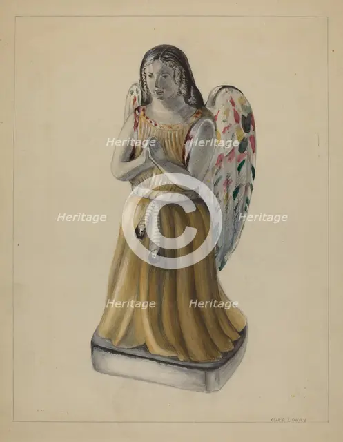 Pa. German Chalkware Angel Figure, c. 1936. Creator: Mina Lowry.