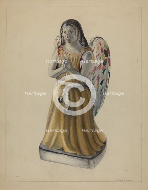 Pa. German Chalkware Angel Figure, c. 1936. Creator: Mina Lowry.