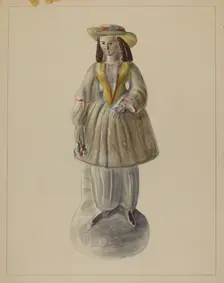 Pa. German Chalkware Bloomer Girl, c. 1936. Creator: Mina Lowry