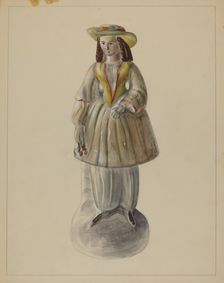 Pa. German Chalkware Bloomer Girl, c. 1936. Creator: Mina Lowry
