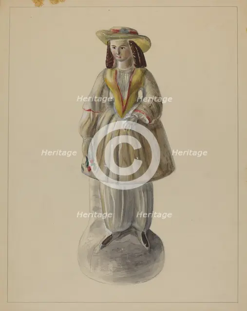 Pa. German Chalkware Bloomer Girl, c. 1936. Creator: Mina Lowry.