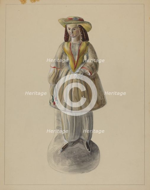 Pa. German Chalkware Bloomer Girl, c. 1936. Creator: Mina Lowry.