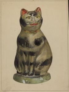 Pa. German Chalkware Cat, c. 1936. Creator: Mina Lowry