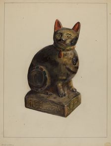Pa. German Chalkware Cat, c. 1937. Creator: Mina Lowry