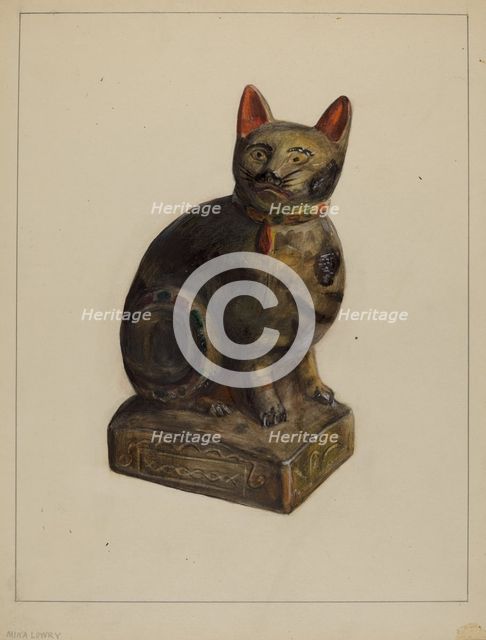 Pa. German Chalkware Cat, c. 1937. Creator: Mina Lowry.