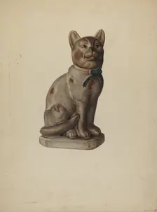 Pa. German Chalkware Cat, c. 1938. Creator: Mina Lowry