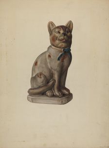 Pa. German Chalkware Cat, c. 1938. Creator: Mina Lowry