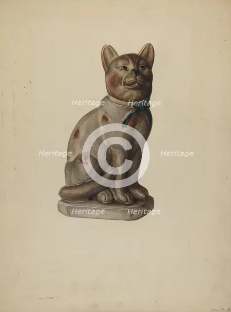 Pa. German Chalkware Cat, c. 1938. Creator: Mina Lowry.