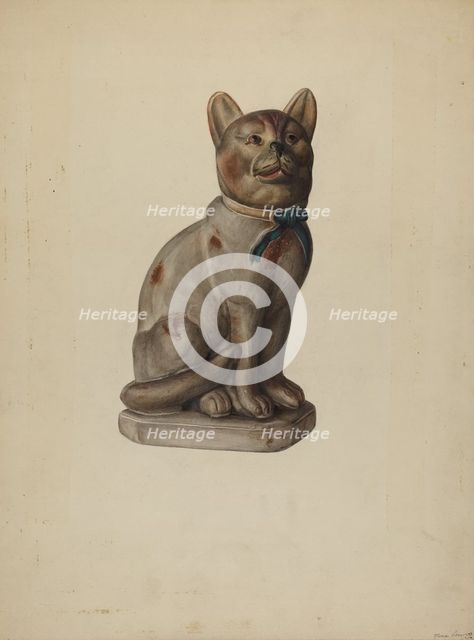 Pa. German Chalkware Cat, c. 1938. Creator: Mina Lowry.