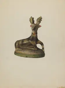 Pa. German Chalkware Deer, c. 1938. Creator: Mina Lowry