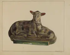 Pa. German Chalkware Lamb and Sheep, c. 1936. Creator: Mina Lowry