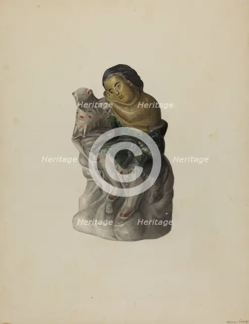 Pa. German Chalkware Mary and Her Lamb, c. 1939. Creator: Mina Lowry.