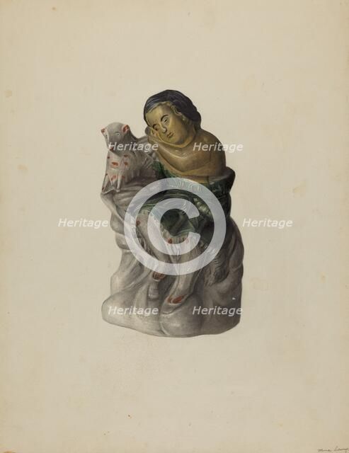 Pa. German Chalkware Mary and Her Lamb, c. 1939. Creator: Mina Lowry.