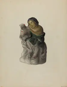 Pa. German Chalkware Mary and Her Lamb, c. 1939. Creator: Mina Lowry