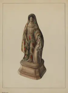 Pa. German Chalkware Mother and Child, c. 1937. Creator: Mina Lowry