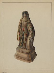 Pa. German Chalkware Mother and Child, c. 1937. Creator: Mina Lowry