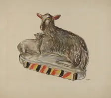 Pa. German Chalkware Sheep, c. 1937. Creator: Dorothy Harris