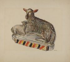 Pa. German Chalkware Sheep, c. 1937. Creator: Dorothy Harris