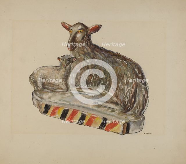 Pa. German Chalkware Sheep, c. 1937. Creator: Dorothy Harris.