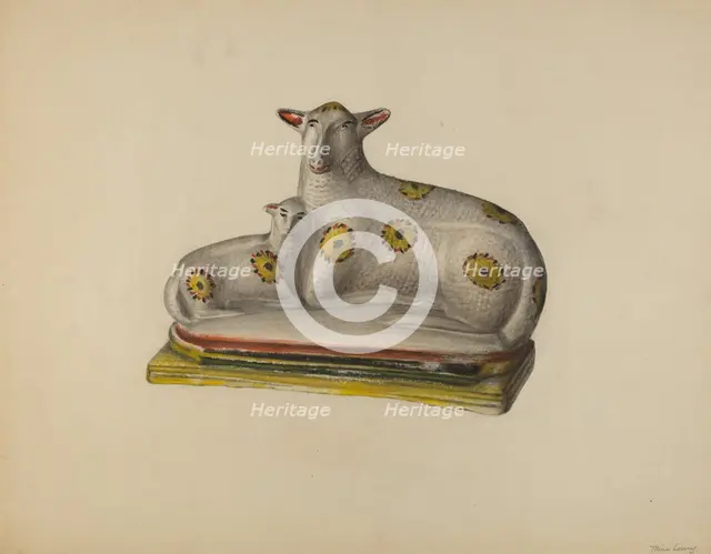 Pa. German Chalkware Sheep, c. 1938. Creator: Mina Lowry.