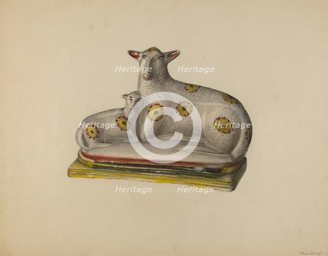 Pa. German Chalkware Sheep, c. 1938. Creator: Mina Lowry.