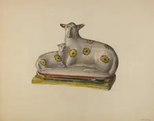 Pa. German Chalkware Sheep, c. 1938. Creator: Mina Lowry