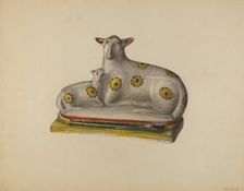 Pa. German Chalkware Sheep, c. 1938. Creator: Mina Lowry