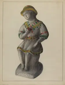 Pa. German Chalkware Shepherd Boy, c. 1937. Creator: Mina Lowry