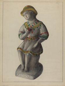 Pa. German Chalkware Shepherd Boy, c. 1937. Creator: Mina Lowry