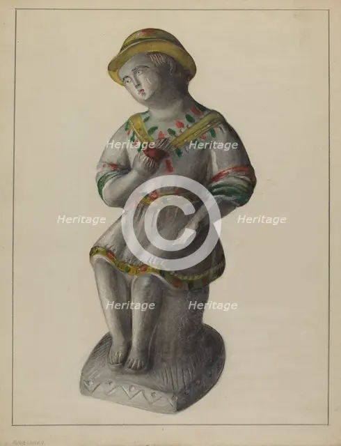 Pa. German Chalkware Shepherd Boy, c. 1937. Creator: Mina Lowry.