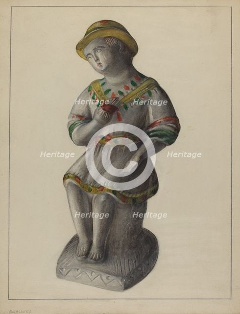 Pa. German Chalkware Shepherd Boy, c. 1937. Creator: Mina Lowry.